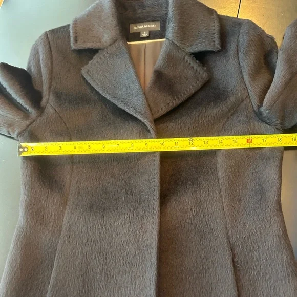 Katherine Kelly alpaca wool blend knee length coat black size 8 old money